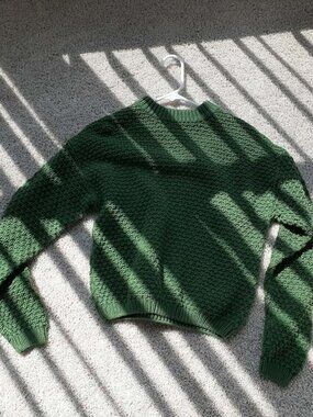 Forest Green Oversized Knit Sweater with High Neckline